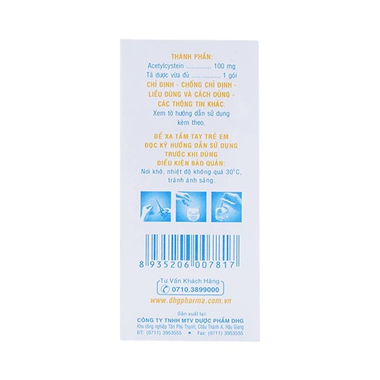 Thuốc bột uống Mitux E 100mg DHG Pharma làm loãng chất nhầy (24 gói x 1,5g)