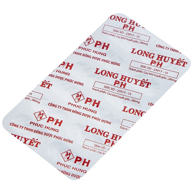 Viên nang cứng Long Huyết P/H Phúc Hưng đặc trị tan bầm tím, mau lành vết thương (2 vỉ x 12 viên)