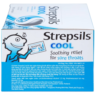 Viên ngậm Strepsils Cool giảm đau họng (50 gói x 2 viên)