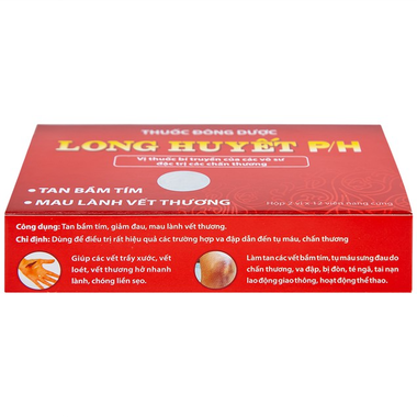 Viên nang cứng Long Huyết P/H Phúc Hưng đặc trị tan bầm tím, mau lành vết thương (2 vỉ x 12 viên)