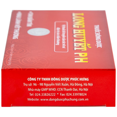 Viên nang cứng Long Huyết P/H Phúc Hưng đặc trị tan bầm tím, mau lành vết thương (2 vỉ x 12 viên)