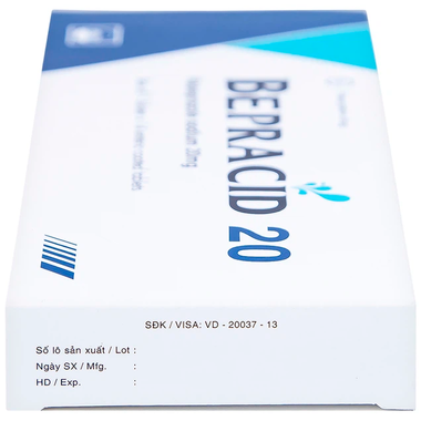Thuốc Bepracid 20mg Pymepharco điều trị trào ngược dạ dày – thực quản, loét dạ dày - tá tràng (1 vỉ x 14 viên)