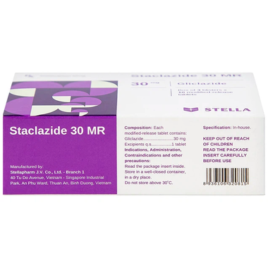 Thuốc Staclazide 30 MR Stella điều trị đái tháo đường tuýp 2 (3 vỉ x 10 viên)