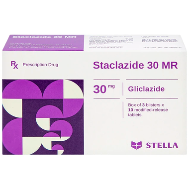 Thuốc Staclazide 30 MR Stella điều trị đái tháo đường tuýp 2 (3 vỉ x 10 viên)