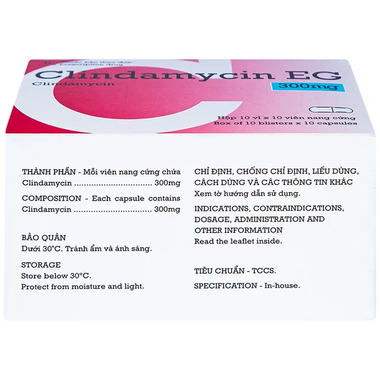 Thuốc Clindamycin EG 300mg Điều Trị Các Bệnh Nhiễm Khuẩn (Hộp 10 Vỉ X 10 Viên)