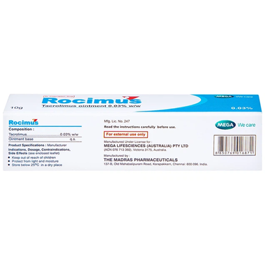 Thuốc Rocimus là sản phẩm của Mega Lifesciences điều trị chàm thể tạng (viêm da cơ địa).
