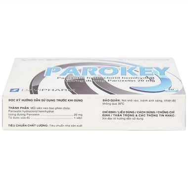 Thuốc Parokey 20mg DaViPharm điều trị trầm cảm, rối loạn ám ảnh cưỡng bức (3 vỉ x 10 viên)