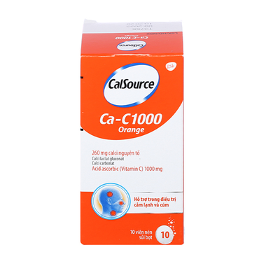 Thuốc Sủi Calsource Ca-C 1000 Orange Điều Trị Thiếu Calci Hoặc Vitamin C