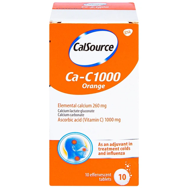 Thuốc Sủi Calsource Ca-C 1000 Orange Điều Trị Thiếu Calci Hoặc Vitamin C