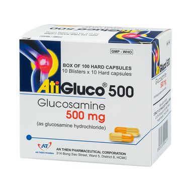 Thuốc AtiGluco 500  hỗ trợ giảm triệu chứng của thoái hóa khớp gối nhẹ (10 vỉ x 10 viên)