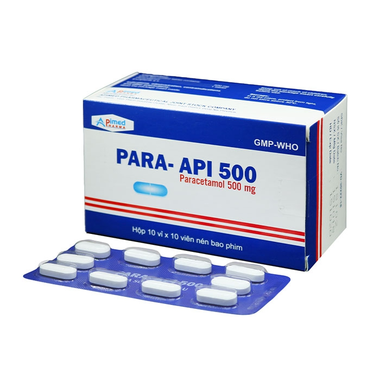 Thuốc Para-Api 500mg Apimed giảm đau, hạ sốt (10 vỉ x 10 viên)