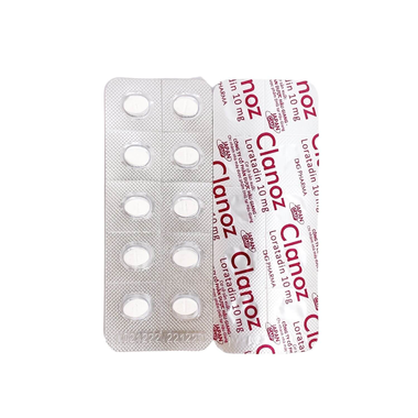 Thuốc Clanoz 10mg điều trị các triệu chứng liên quan đến viêm mũi dị ứng (2 vỉ x 10 viên)