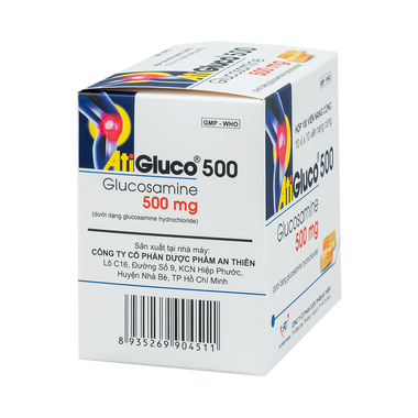 Thuốc AtiGluco 500  hỗ trợ giảm triệu chứng của thoái hóa khớp gối nhẹ (10 vỉ x 10 viên)