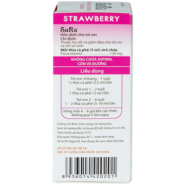 Thuốc Sara Strawberry hạ sốt, giảm đau cho trẻ (60ml)