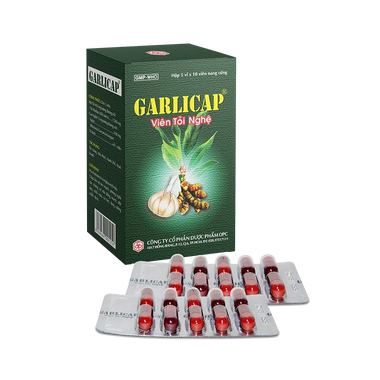 Thuốc Garlicap hạ cholesterol và triglycerid máu (5 vỉ x 10 viên)