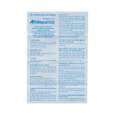 Thuốc AtiGluco 500  hỗ trợ giảm triệu chứng của thoái hóa khớp gối nhẹ (10 vỉ x 10 viên)
