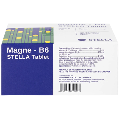 Thuốc Magne-B6 STL điều trị thiếu magnesi riêng biệt hay kết hợp (5 vỉ x 10 viên)