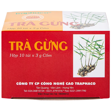 Trà Gừng Traphaco điều trị đau bụng do lạnh, đầy trướng, không tiêu (10 gói x 3g)