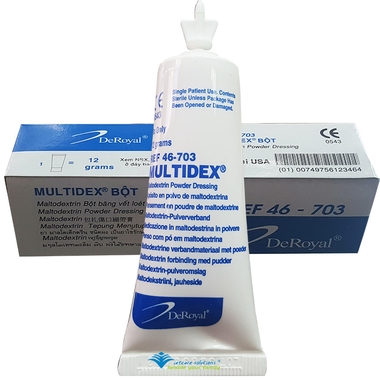 Bột Multidex Ref 46 - 703 Deroyal hỗ trợ điều trị viêm nhiễm da, làm lành các vết loét mãn tính (12g)