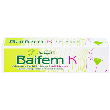 Gel thảo dược Baifem K Herbapol làm dịu nhẹ, giảm cảm giác khó chịu do ngứa, kích ứng, mẩn đỏ da (15g)