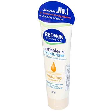 Kem dưỡng ẩm Redwin Sensitive Skin Sorbolene Moisturiser With Vitamin E hỗ trợ điều trị chàm, vảy nến (100g)