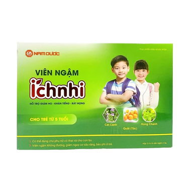 Thực phẩm bảo vệ sức khỏe Viên ngậm Ích Nhi Hỗ trợ làm giảm các triệu chứng ho khan, ho do cảm lạnh, ho có đờm, ho do dị ứng thời tiết, viêm họng, đau rất họng, khản tiếng