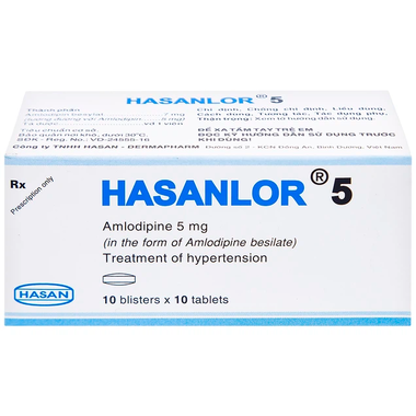 Thuốc Hasanlor 5mg hỗ trợ điều trị tăng huyết áp, đau thắt ngực (Hộp 100 viên)