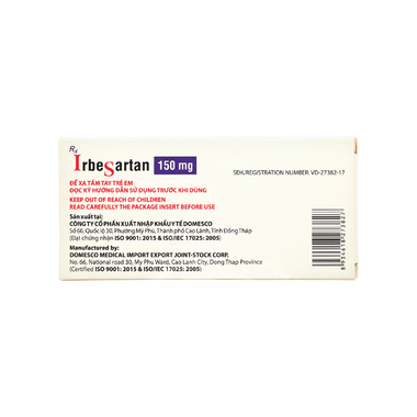 Thuốc Irbesartan 150mg điều trị tăng huyết áp, bệnh thận (2 vỉ x 14 viên)