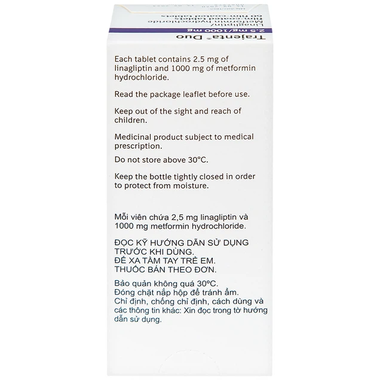 Thuốc Trajenta Duo 2.5mg/1000mg điều trị đái tháo đường tuýp 2 (14 viên)