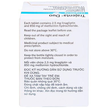 Thuốc Trajenta Duo 2.5mg/850mg điều trị đái tháo đường tuýp 2 (14 viên)