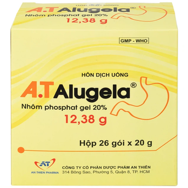 Hỗn dịch uống A.T Alugela 20% điều trị các triệu chứng viêm loét dạ dày tá tràng, viêm thực quản (hộp 26 gói)