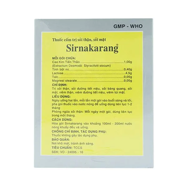 Thuốc Sirnakarang F hỗ trợ điều trị sỏi đường tiết niệu, sỏi thận (10 gói x 6g)
