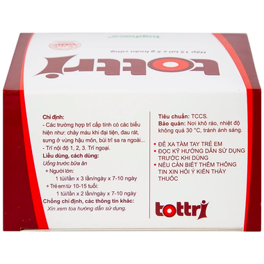 Hoàn cứng Tottri Traphaco điều trị chảy máu khi đại tiện, đau rát (15 túi x 5g)