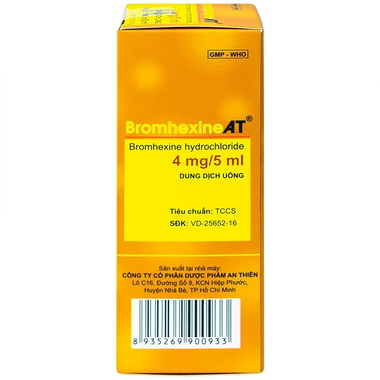 Dung dịch uống Bromhexine AT loãng đờm trong nhiễm khuẩn đường hô hấp (60ml)