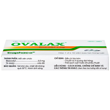 Thuốc nhuận tràng Ovalax 5mg Traphaco điều trị táo bón, làm sạch ruột (1 vỉ x 10 viên)