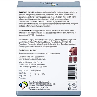 Kem Fixderma Skarfix-TX Cream hỗ trợ làm mờ vết thâm, đốm đen, nám (15g)
