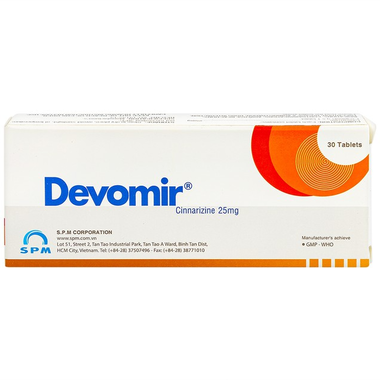 Thuốc Devomir S.P.M phòng ngừa say sóng, say tàu xe, máy bay (3 vỉ x 10 viên)