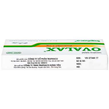 Thuốc nhuận tràng Ovalax 5mg Traphaco điều trị táo bón, làm sạch ruột (1 vỉ x 10 viên)