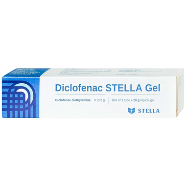 Gel Diclofenac Stella giảm triệu chứng đau và viêm trong trường hợp bong gân, trật khớp, vết bầm (20g)