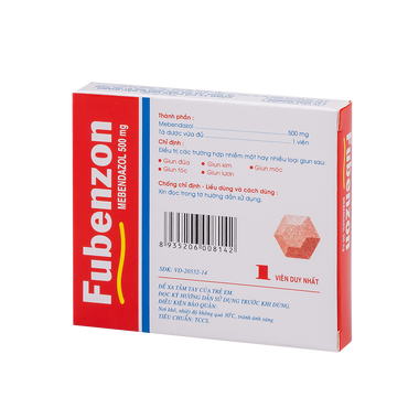 Thuốc Fubenzon 500mg hỗ trợ điều trị nhiễm một hay nhiều loại giun ( Hộp 1 viên)