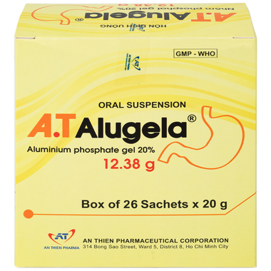Hỗn dịch uống A.T Alugela 20% điều trị các triệu chứng viêm loét dạ dày tá tràng, viêm thực quản (hộp 26 gói)