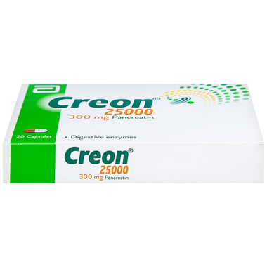 Thuốc Creon 25000 Abbott điều trị thiểu năng tụy ngoại tiết (2 vĩ x 10 viên)