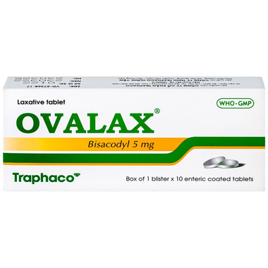 Thuốc nhuận tràng Ovalax 5mg Traphaco điều trị táo bón, làm sạch ruột (1 vỉ x 10 viên)