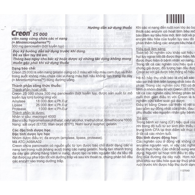 Thuốc Creon 25000 Abbott điều trị thiểu năng tụy ngoại tiết (2 vĩ x 10 viên)