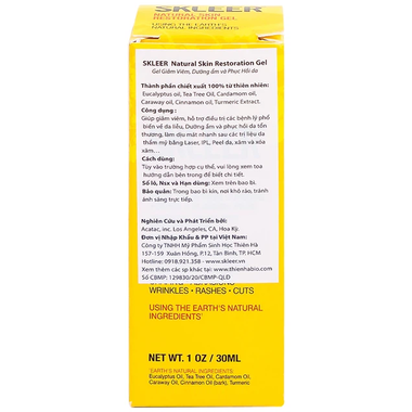 Gel Skleer Natural Skin Restoration giảm viêm, dưỡng ẩm và phục hồi da (30ml)