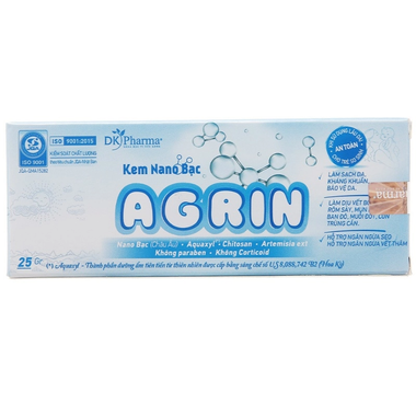 Kem Nano Bạc Agrin hỗ trợ giảm ngứa, mẩn đỏ, làm dịu da, viêm da, hăm da (25g)