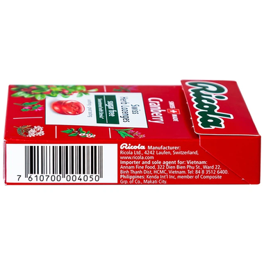 Kẹo thảo mộc Ricola trái cây Cranberry không đường (gói x 40 g)