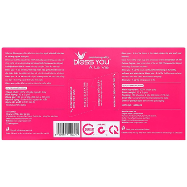 Khăn giấy lụa Bless You 2 lớp hộp 180 tờ