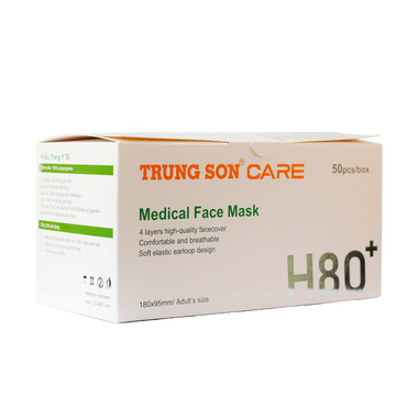 Khẩu trang y tế Trung Sơn Care 4 lớp màu xanh (Hộp 50 cái)