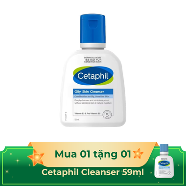 Sữa rửa mặt Cetaphil Oily Skin Cleanser 125ml cho da dầu nhạy cảm